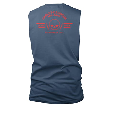 Harley-Davidson Military - Men's Ensign Blue Sleeveless Graphic T-Shirt - Nas Sigonella | Declaration - X-Large #TOP1