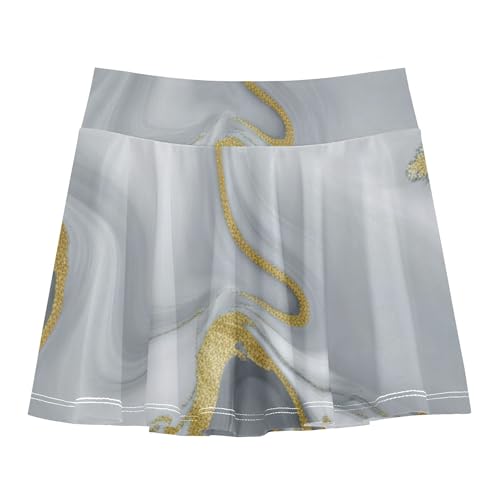 Joisal Fun Cute Athletic Shorts Girls Skorts Tennis Skirts Kids Girl Skort Grey Gold Marble Texture 4t