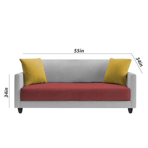 Image of Casaliving Dominic 3 + 2 Seater Sofa Set for Living Room (Maroon Grey) Premium Fabric Sofa