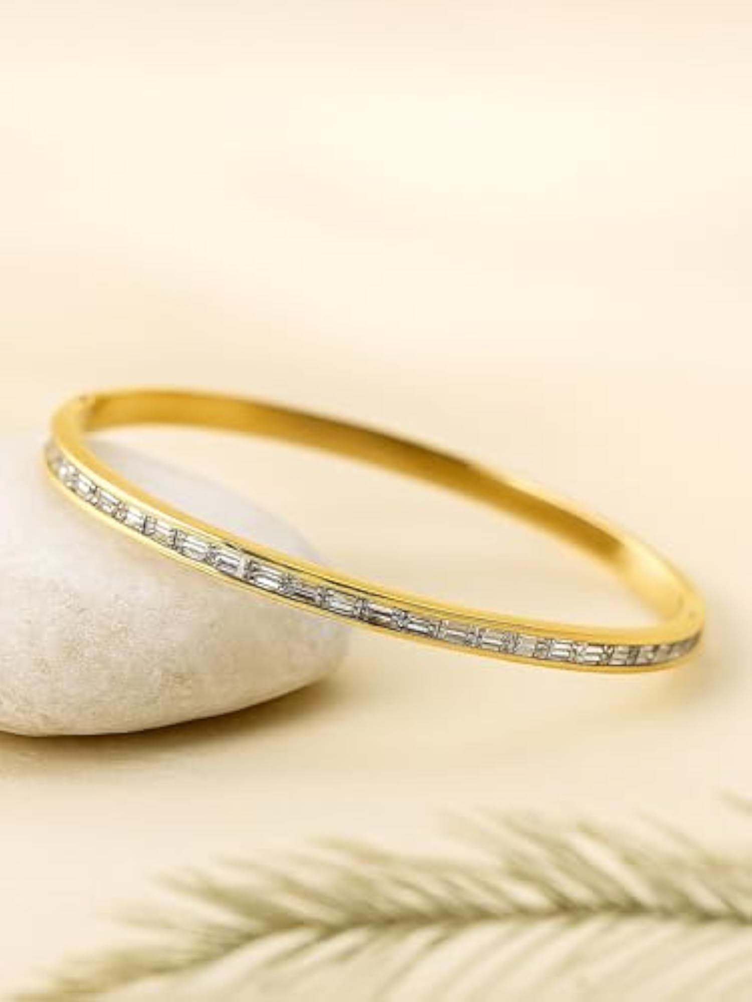 Bohey Sleek Plated Bracelet with Sparkling American Diamond