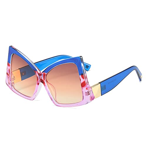Lunettes de soleil carrées irrégulières pour femme tendance UV400 bleu