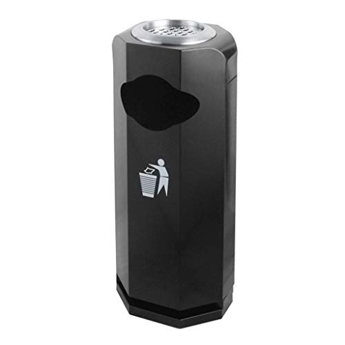 Lobby trash can Stainless steel 32 * 27 * 74cm hotel shopping mall trash can (Color : Black, Size : 32 * 27 * 74cm)