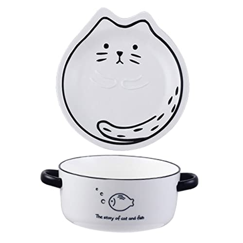 Mikinona 1Set Cute Ceramic Ramen Bowl Noodle Bowl for Soup Instant Noodles and Rice Microwave Safe Kitchen Essential for Home and Parties Adorable Design