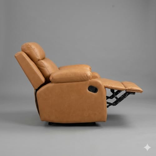 Image of Amazon Brand - Solimo Elira | Single Seater Sofa Recliner | Manual Recliner (Leatherette Tan)