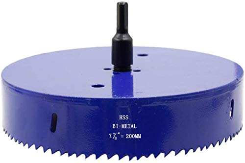 Image of Luomorgo 7-7 /8 inch 200mm Hole Saw | 1 1 /4 inch Cutting Depth, HSS Bi-Metal, Hex Shank Drill Bit Adapter, For Wood Cornhole Boards Plastic Drywall Fiberboard