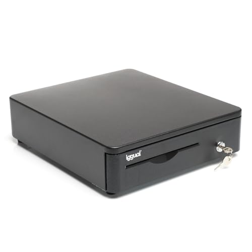 iggual – Cajón Portamonedas IRON-10R -Caja Efectivo Registradora Manual o Automática para 4 Billetes y 5 Monedas -Cerradura 3 Posiciones -Material Acero+Plástico -Uso profesiona -Negro (38x33,5x09)