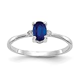 10k White Gold Diamond Sapphire Birthstone Band Ring Size 6.00 Stone September Gemstone Fine Jewelry...