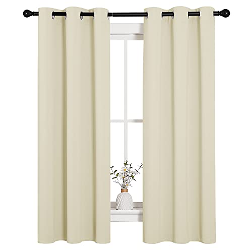 Image of NICETOWN Kitchen Curtains, Short Curtains for Bedroom Windows, Thermal Insulated Room Darkening Curtain Panels for Girls Room, Cafe (Beige, 34 inch W by 63 inch L, 1 Pair)