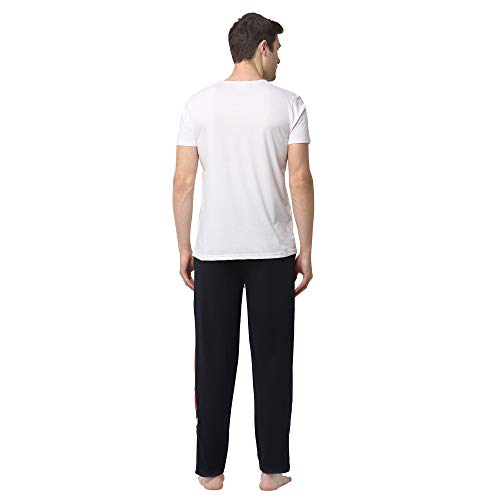 Image of Mack Jonney Cotton Blend Night Suit Co-ord Set for Men with V-Neck Half Sleeve T-Shirt and Track Pant-VJ-MNS-TTP-GROUP14