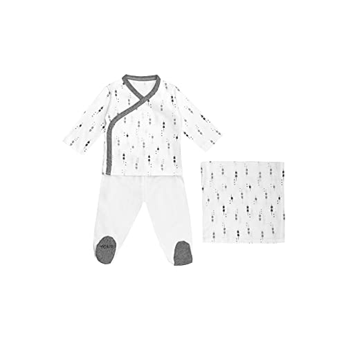 TOUS BABY - Conjunto 2 Piezas para tu Bebé, Recién Nacido. Camiseta y Polaina con Muselina. Estampado Luminary. (Blanco, 1 Mes)