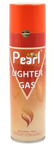 Pearl (550ml) Universal Lighter Gas Refill Can Cylinder I Butane Gas Bottle I Strong Steel Refill Nozzle with Adaptor I Suitable to Refill All Types of Gas Lighters