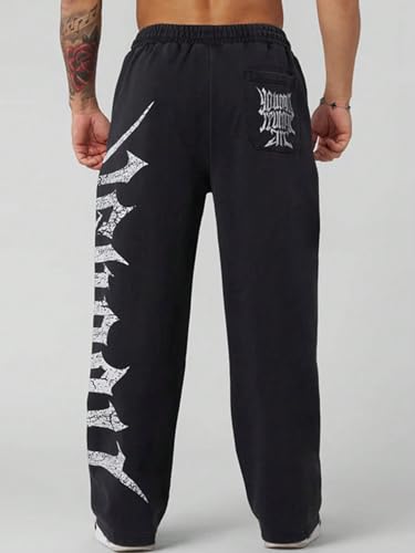 ZAFUL Mens Casual Joggers Sweatpants Drawstring Eagle Letter Graphic Print Loose Baggy All Season Pants2