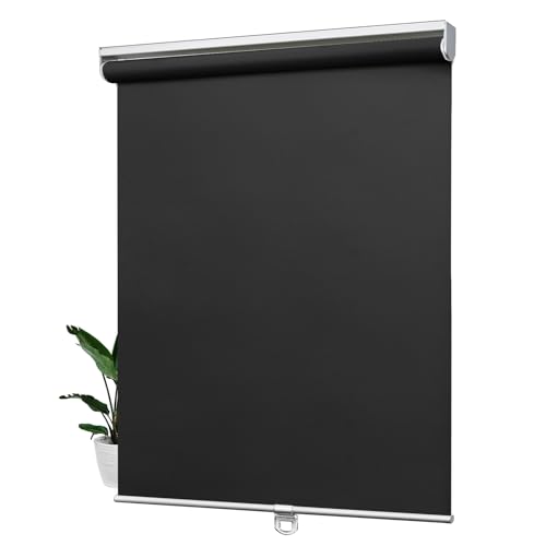 Keego Cordless Roller Shades and Blinds for Windows Blackout Shades Window Shades for Home Bedroom Kitchen Office (Black, Custom Size)