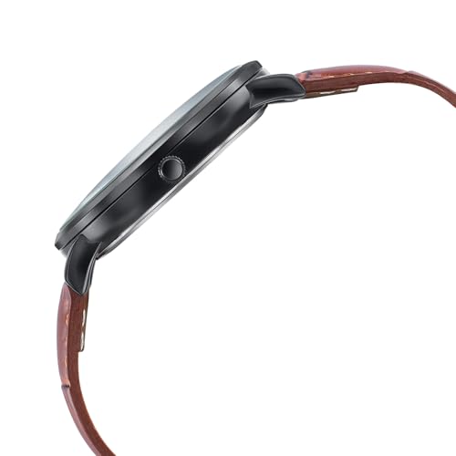 Image of Sonata Verve Quartz Analog with Black Dial Brown Geniune Leather Strap Watch for Men - 77189NL01