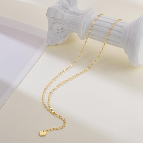 14K Gold Anklets for Women Gold Ankle Bracelets for Women Layered Anklet for Womens Ankle Bracelets Flat Mirror Chain Double-Layer Design Dainty Anklet for Womens Anklets 9.4'' to 11''4