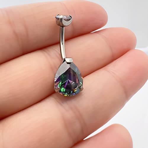 G23 Titanium Belly Button Rings hypoallergenic medical implant grade 14G Teardrop CZ Belly Navel Rings Piercing Belly Bars3