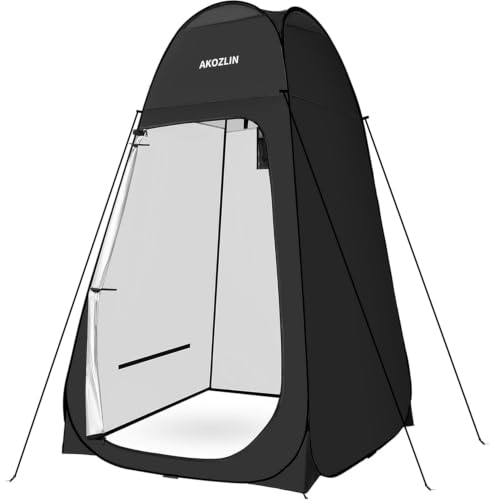 Image of AKOZLIN Portable Pop Up Shower Tent Instant Privacy Dressing Changing Outdoor Shower Room Camp Toilet Tent 74.8 inch High, Black