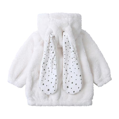 Kids Fleece Jacket for Girls Fur Fuzzy Thermal Bunny Hooded Fall Toddler Winter Coat Kids Plush Cute Zip Up Jackets3
