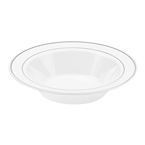 NYHI Plastic Disposable Soup Bowls (14 ounces) | Single Use Recyclable Dinnerware for Household, Restaurant, Weddings & Parties | BPA-free, Durable, Heat-Resistant Soup Plate & Salad Bowl| 50 Pack - Thumbnail 2