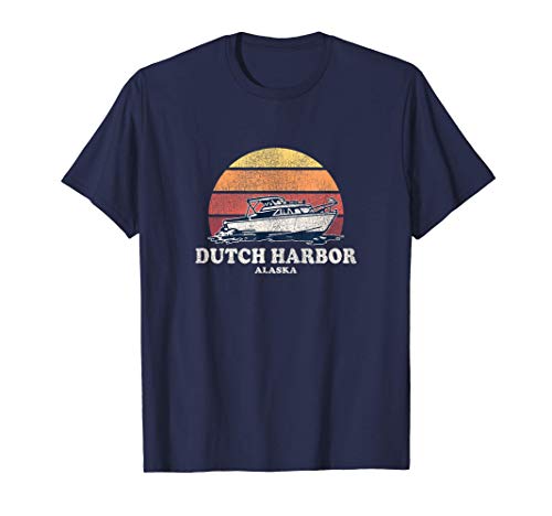 Dutch Harbor AK Vintage Boating 70s Retro Boat Design T-Shirt