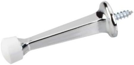 Hardware Resources Polished Chrome Solid Rigid Door Stop w/ White Rubber Tip : DS03-PC
