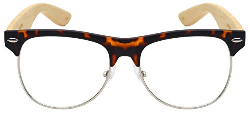 Edge I-Wear Semi-Rimless Bamboo Clear UV Lens Sunglasses 540908BM-CL2