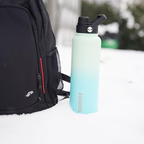 Image of BJPKPK 2 Pack 40oz Insulated Water Bottles with Straw Lids, Stainless Steel