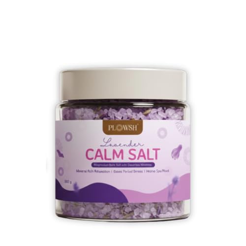Image of Calm Salt Lavender Bath Salt 350g | Dead Sea Minerals, Epsom & Himalayan Pink Salt | Magnesium Rich Relaxation Soak For Stress Relief | Calming Spa Foot Bath & Period Comfort Routine