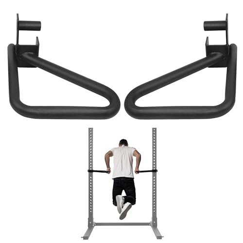 Hulkfit Power Cage Dip Bar Attachments with Multi-Grip Pull up Handles Heavy Duty Iron Strength Training Accessories for Squat Rack & Power Cage