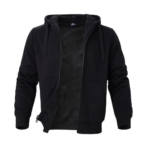 Image of LeeHanTon Sherpa Lined Hoodies for Men Heavyweight Full Zip Up Sweatshirt Thick Fleece Winter Warm Work Jackets Plus Size