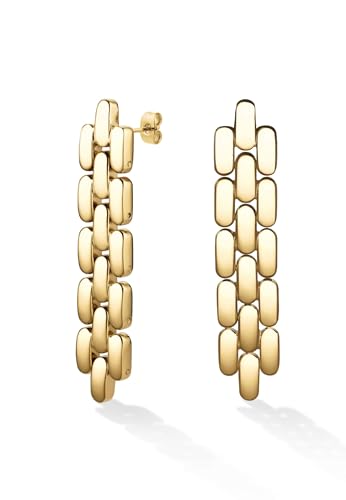 Pendientes Rosefield Legacy Long con acabado premium de oro 14K para mujer