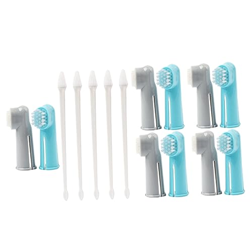 BCOATH Pet Toothbrush Kit 5-Set Dog Cat Two-Head Finger Brush Gentle Cleaning Accessories