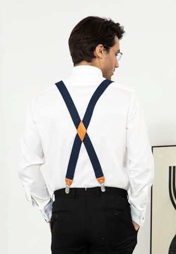 Image of HISDERN Bow Tie and Suspenders for Men Elastic X-Back Suspender and Bowtie Set Adjustable Braces for Wedding Tuxedo