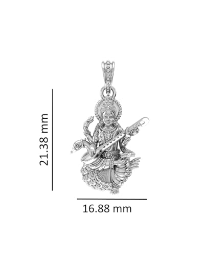 Pendentif Saraswati Maa argent 925 collier discret style quotidien - 4