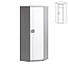 Produktbild Furniture24 Eckkleiderschrank Gumi G7 Eckschrank mit Kleiderstange und 2 Einlegeboden, 1 Türiger Drehtürenschrank für Jugendzimmer (Anthrazite/Brillant Weiß)