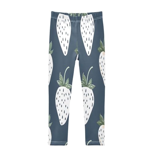 Bolaz Toddler Girls Leggings Printed Yoga Pants Leggings White Strawberries for Kids
