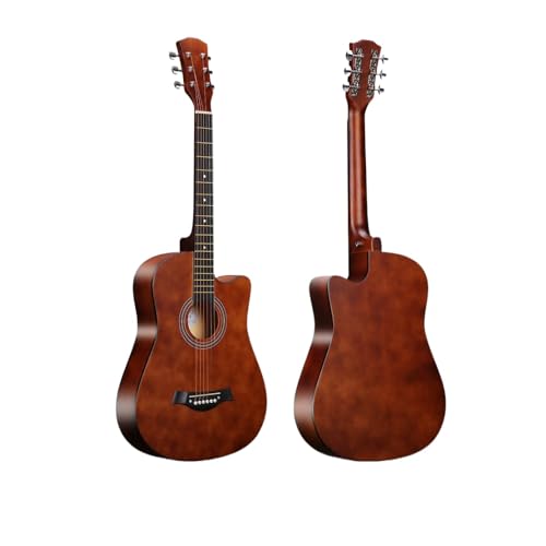 TAYTHI クラシックギター フォーク、アコースティックギター、ナチュラルアコースティックギター、初心者 大人 シンプル バスウッド 手作り ポータブル ステージ楽器 初心者 学生 男性と女性 エントリーレベルの練習ギター (96*36*8.5CM,コー