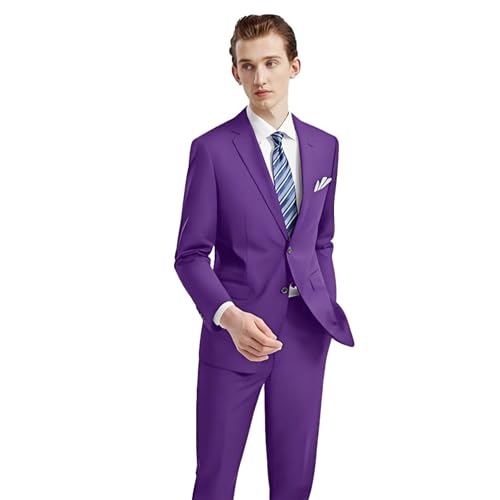 Men's 2 Piece Slim Fit Suit Set, Two Button Tuxedo for Wedding and Prom, Includes Blazer Jacket, Pants & Tie3