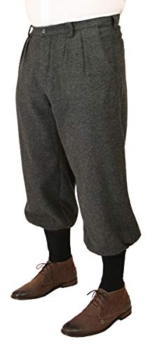 Historical Emporium Men's Wool Blend Herringbone Tweed Knickers, Victorian and Edwardian Short Pants with Suspender Buttons2