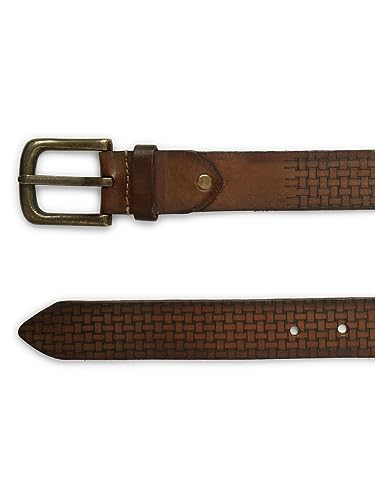 Image of ART N VINTAGE Men's Genuine Pure Leather Black Belts with Metal Brass Buckle - Classic Elegance for Every Outfit