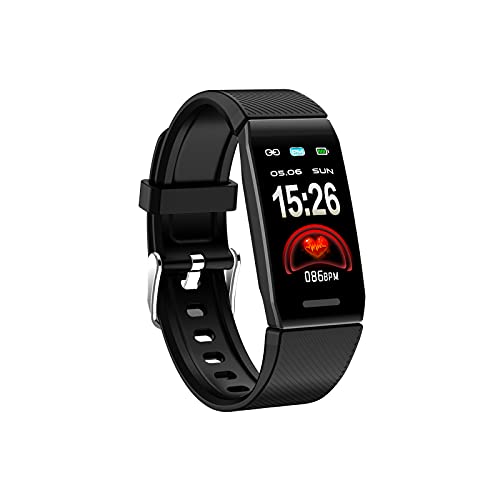 Sjzsyx Smart Watch Heart Rate Blood Pressure Color Screen Smart Watch Waterproof Fitness Tracker Wristband for iOS Android (Black)