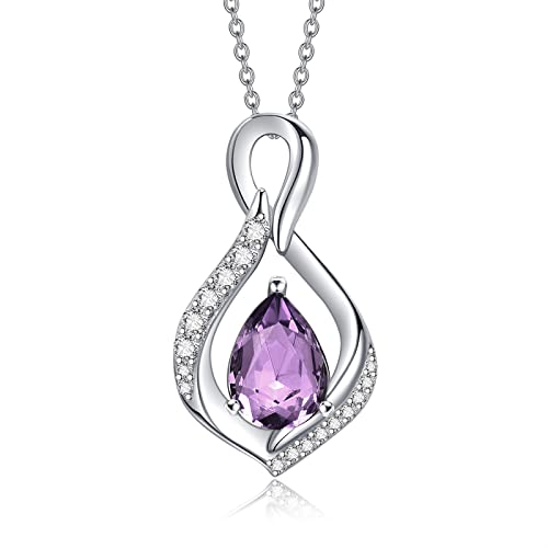 AENEAS Infinity June Birthstone Created Amethyst Necklace Women Sterling Silver ...