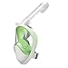 Diving Masks Diving Full Dry Snorkeling Set Full Face Diving Equipment for Beginners 4 Colors Swimming with Snorkel, Small, Green(Large-50CM)