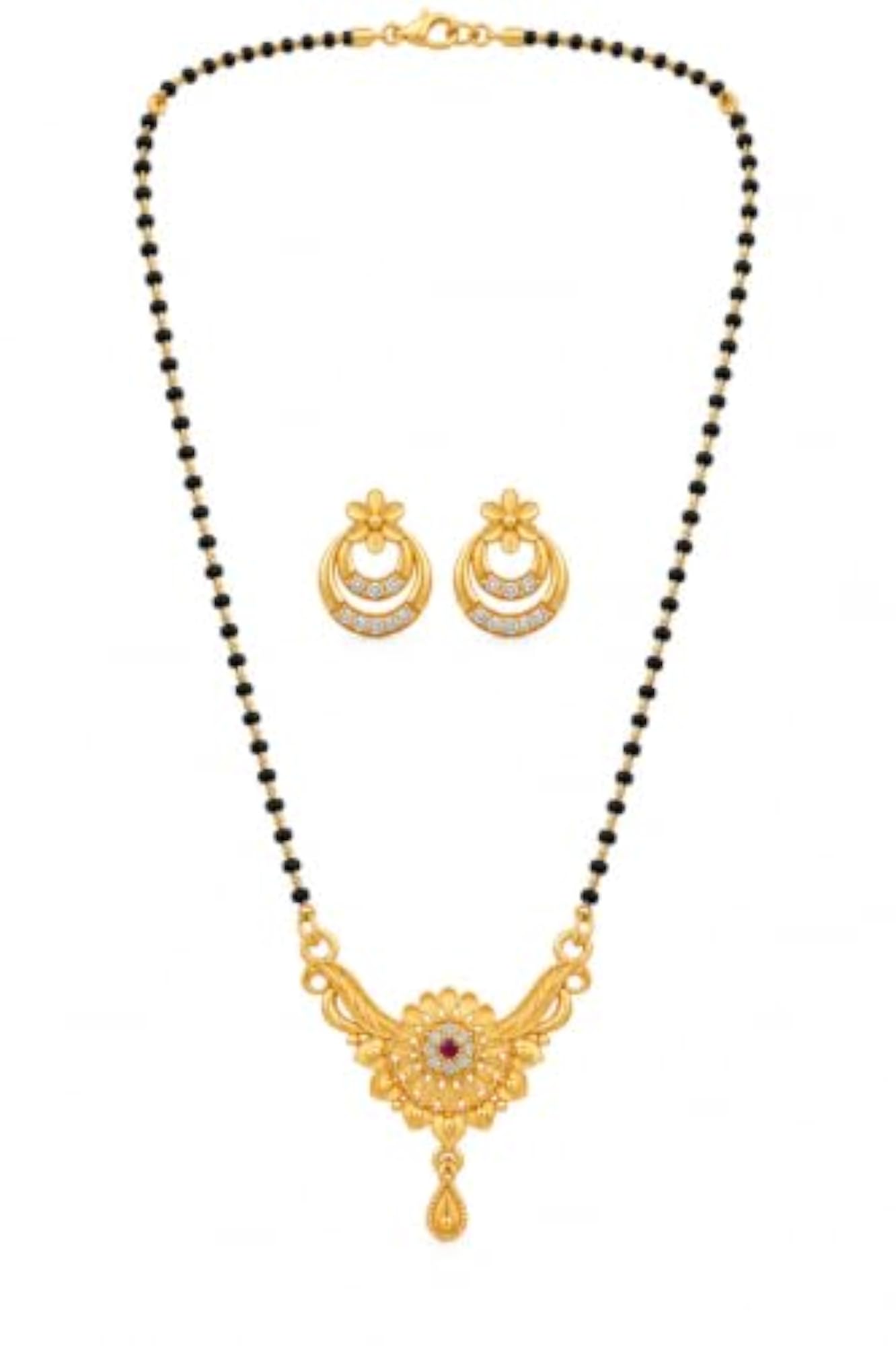 Women's Plated Mangalsutra with Black Bead Chain