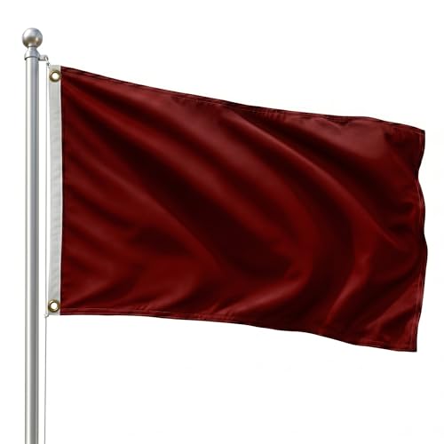 DMSE Solid Burgandy Flag, 3x5 Flag, UV Resistant, Fade Resistant Material with Metal Grommets (3ft x 5ft), (Nylon), (Burgandy) by DMSE Wholesale - Used condition - US$11.86