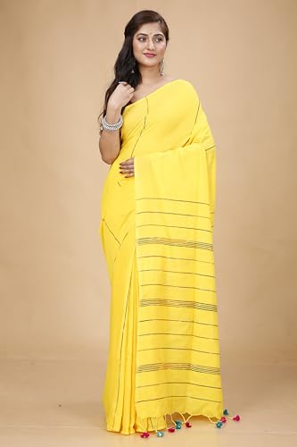 Image of Women's Traditional Bengal Handloom Soft Cotton Khesh Saree