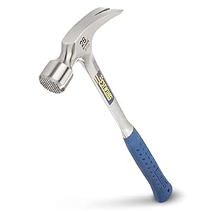ESTWING Framing Hammer – 28 oz Long Handle Straight Rip Claw with Milled Face & Shock Reduction Grip – E3-28SM, Blue