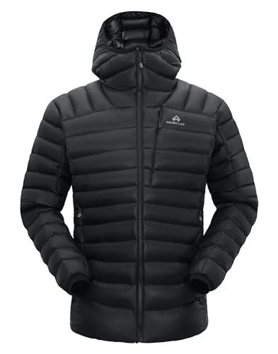 Pioneer Camp Steppjacke Herren Leichte Daunenjacke Outdoor 90% Daunen 850FP Graues K-Futter Herrenjacke für Trekking Ski Klettern Wasserdicht; Schwarz; XL