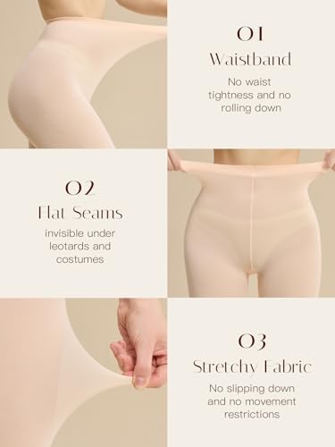 Image of MANZI 3 Pairs Convertible Dance Tights for Women Transition Ballet Stockings