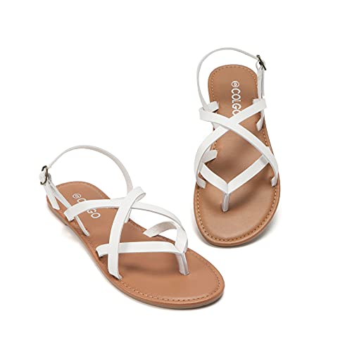 Image of Colgo Women's Summer Strappy Flat Sandals, Adjustable Casual Fisherman Sandal with Open Toe Slingback Gladiator Sandals